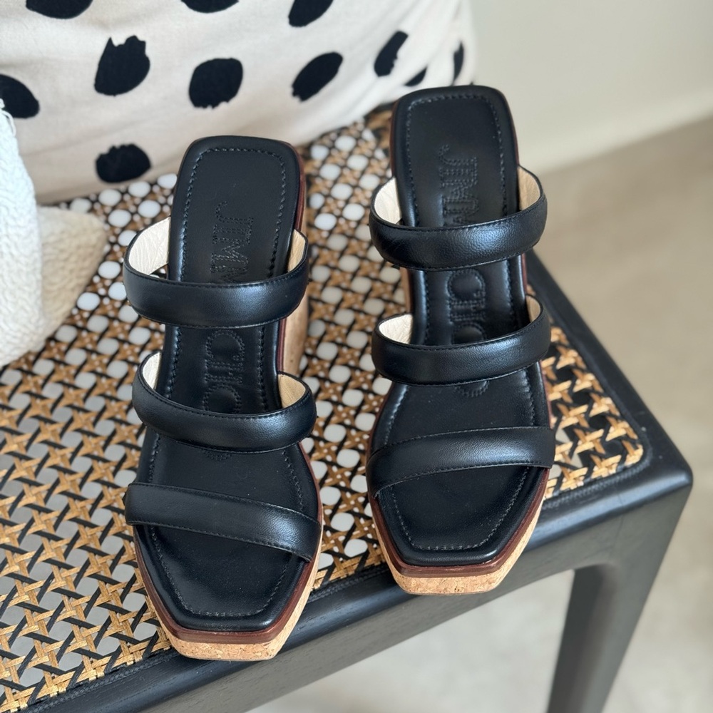 Athena Black Leather Mules
